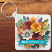 3D Paper Art Floral Moederdag Sleutelhanger (Voorkant)