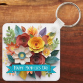3D Paper Art Floral Moederdag Sleutelhanger (Achterkant)