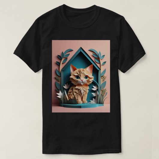 3D Paper Art Kitten Design T-shirt (Design voorkant)