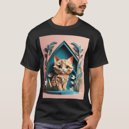 3D Paper Art Kitten Design T-shirt
