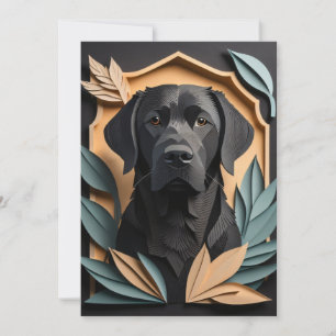 3D Paper Art Zwart Labrador Design T-shirt Kaart