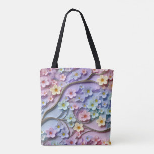 3D Paper Flower Canvas tas