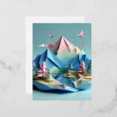 3d papier kunst, Lake landschap, bergen, Folie Feestdagen Briefkaart (Voorkant / Achterkant)