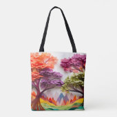 3D Papierlaag Multicolor Tree Landscape Gift Draagtas (Achterkant)