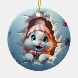 3D Personalized Christmas Bunny Keramisch Ornament