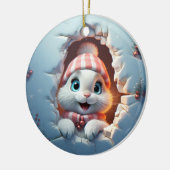 3D Personalized Christmas Bunny Keramisch Ornament (Links)