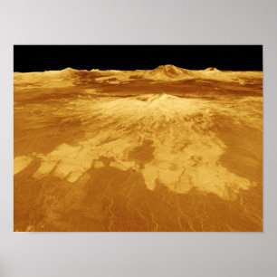 3D Perspectief Uitzicht van Sapas Mons op Venus Poster