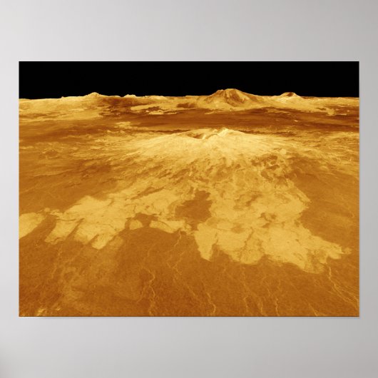 3D Perspectief Uitzicht van Sapas Mons op Venus Poster (Voorkant)