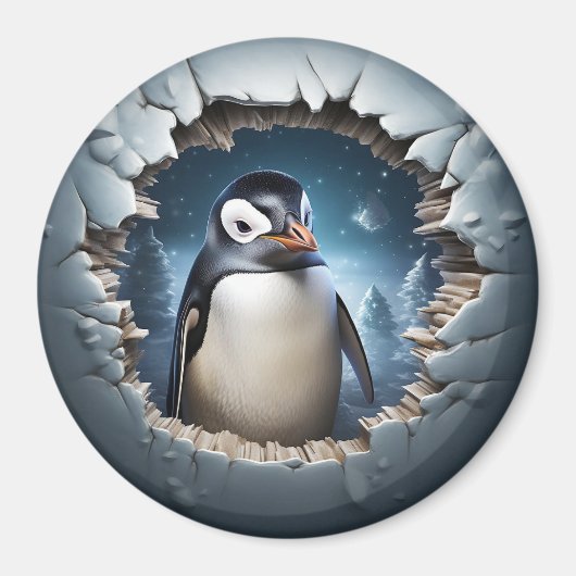 3D Pinguïn Ontsnapping Magneet (Voorkant)