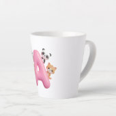 3D Pink Balloon Letter A Ceramic Latte Mug (Angle droit)