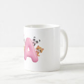 3D Pink Balloon Letter A Forest Animals Mug (Devant droit)
