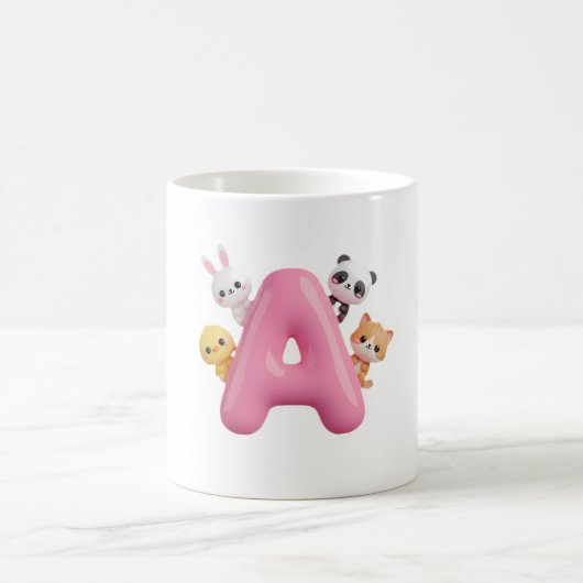 3D Pink Balloon Letter A Forest Animals Mug (Centre)