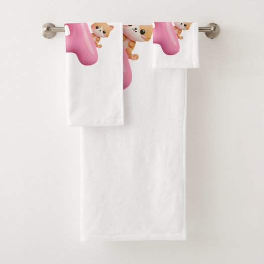 3D Pink Balloon Letter A Personalized Towel (En situation)