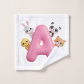 3D Pink Balloon Letter A Personalized Towel (Gant de toilette)