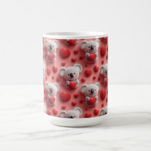 3D Pluche Koala en Hart Naadloos Patroon Koffiemok