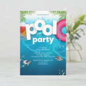 3D Pool Party Birthday Invitation (Debout devant)