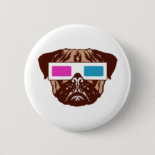 3D Pug Ronde Button 5,7 Cm (Voorkant)