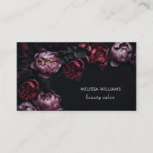 3D Purple Red Peonies Black Background Visitekaartje (Voorkant)