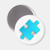 3D Puzzle Piece (Metallic Light Blue) Magneet (Voorkant / Achterkant)