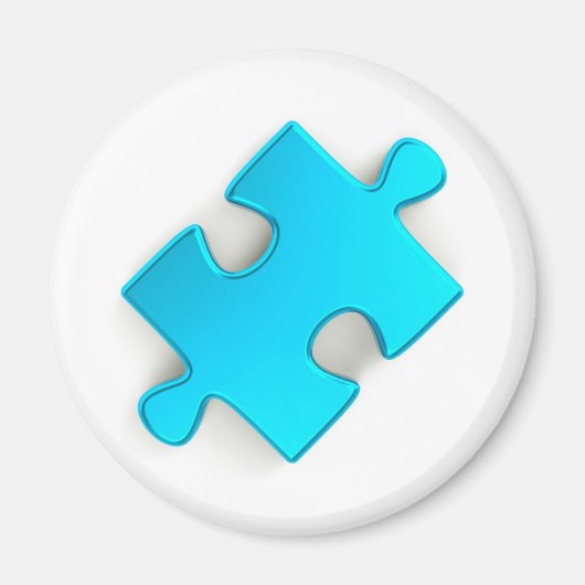 3D Puzzle Piece (Metallic Light Blue) Magneet (Voorkant)