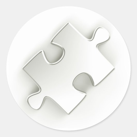 3D Puzzle Piece (Metallic Silver) Ronde Sticker (Voorkant)