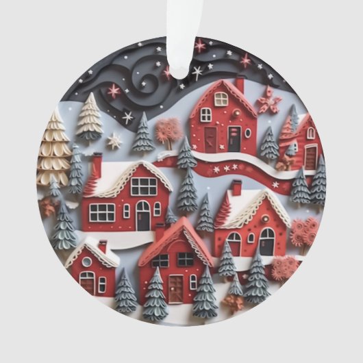 3d Quilled Papier Kunst Kerstdorp Ornament (voorkant)