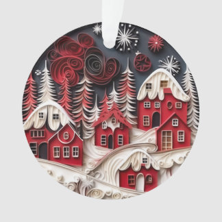 3d Quilled Papier Kunst Kerstdorp Ornament