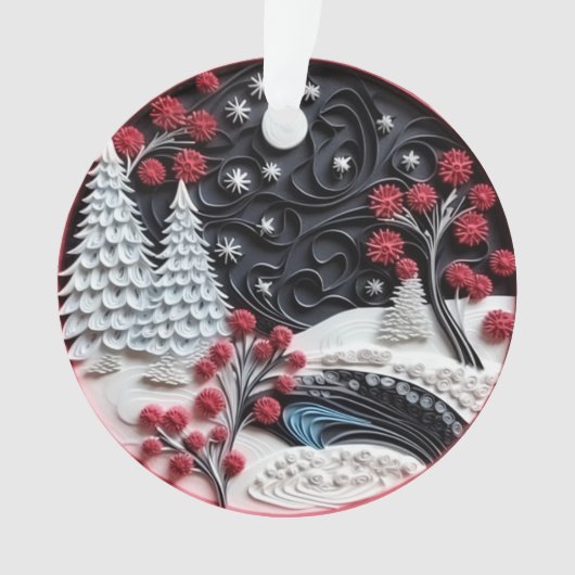 3d Quilled Papier Kunst Kerstmislandschap Ornament (voorkant)