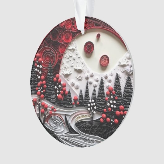 3d Quilled Papier Kunst Kerstmislandschap Ornament (voorkant)