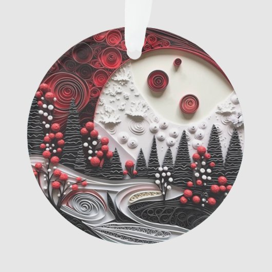 3d Quilled Papier Kunst Kerstmislandschap Ornament (voorkant)