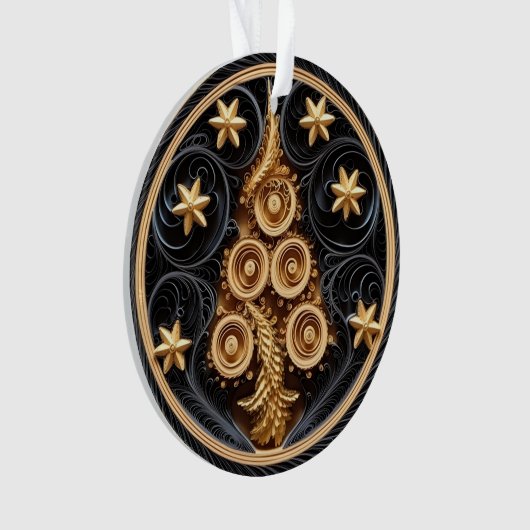 3d Quilling Effect Boom en Sterren Ornament (voorkant)