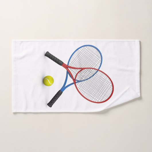 3D-rackets en -wedstrijden met blauwe en rode tenn Handdoek (Handdoek)