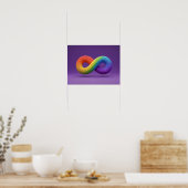 3D Rainbow Infinity Symbool Autisme Neurodiversite Poster (Keuken)