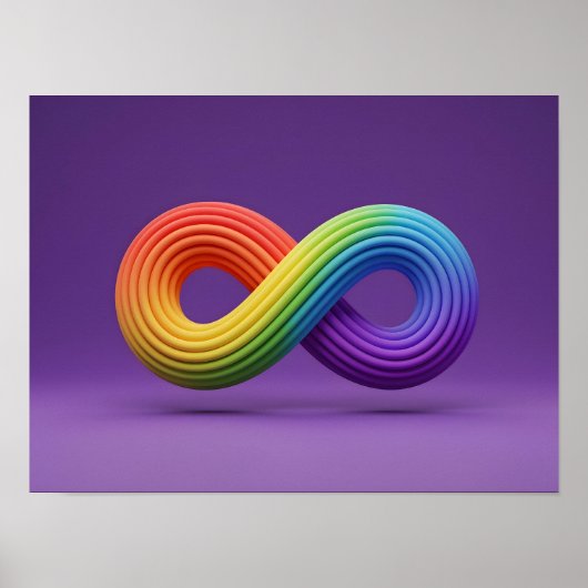 3D Rainbow Infinity Symbool Autisme Neurodiversite Poster (Voorkant)