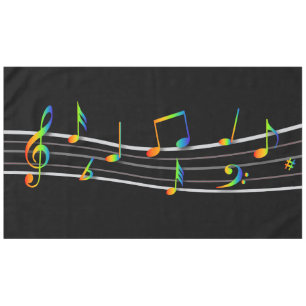 3D Rainbow Musical Notes-score op zwart Tafelkleed