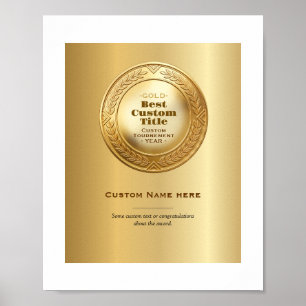 3D Realistisch Gouden Medaille Aanpasbare Ondersch Poster
