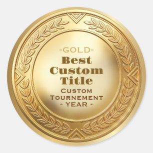 3D Realistische Gouden Medaille Aanpasbare Ondersc Ronde Sticker