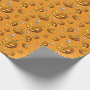 3D Realistische Jack O'Lantern & Pompoen Patroon Cadeaupapier