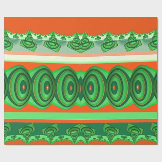 ~ 3D Red Green Fractal ~ Kerstmis Cadeaupapier (Vlak)