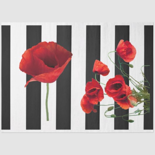 3D Red Poppy Flower Decoupage Paper Tissuepapier (Voorkant)