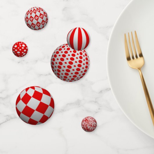 3D Red & White Balls Confetti (Groep)