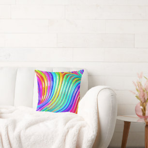 3D regenboog-gekleurd abstractiepatroon Kussen
