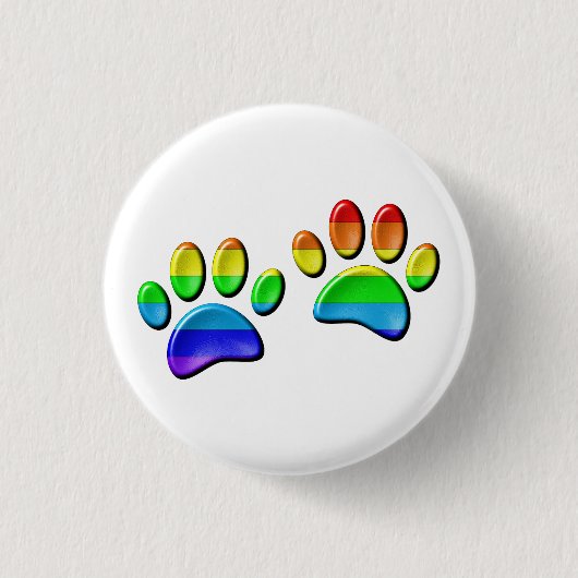 3D-regenboogdog Ronde Button 3,2 Cm (Voorkant)