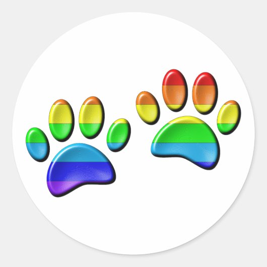 3D-regenboogdog Ronde Sticker (Voorkant)