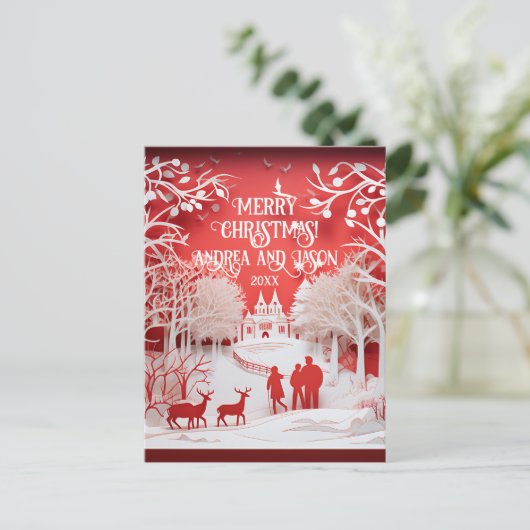 3D Reinders en mensen in het dorp Briefkaart (Staand voorkant)