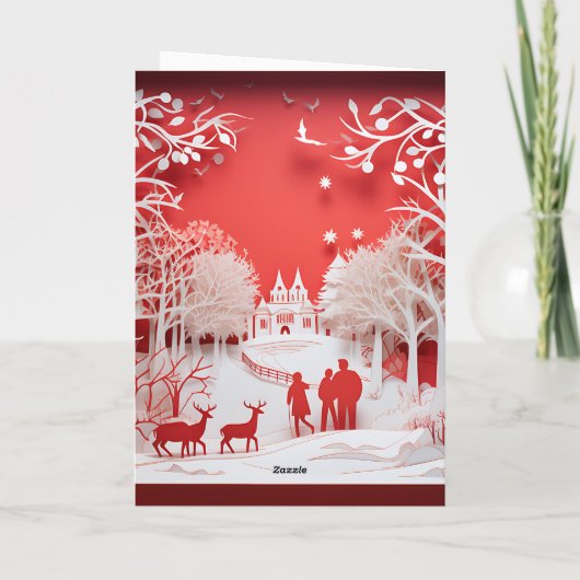 3D Reinders en mensen in het dorp Kaart (Achterkant)