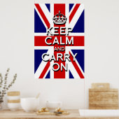 3D-reliëfeffect keep calm op de vlag van het VK Poster (Keuken)