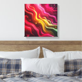 3D Render Fluid Acryl Kunst in Dim Light - Magenta Canvas Afdruk (Insitu (Slaapkamer))