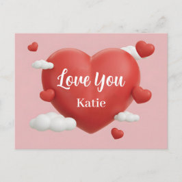 3D Render of Vibrant Red Heart with Custom Name Briefkaart