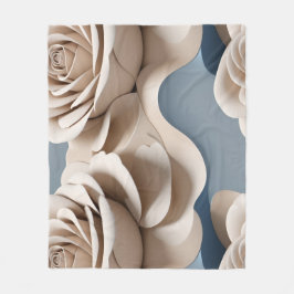 3d Rendered Roses In Shades Of Blue And White Fleece Deken